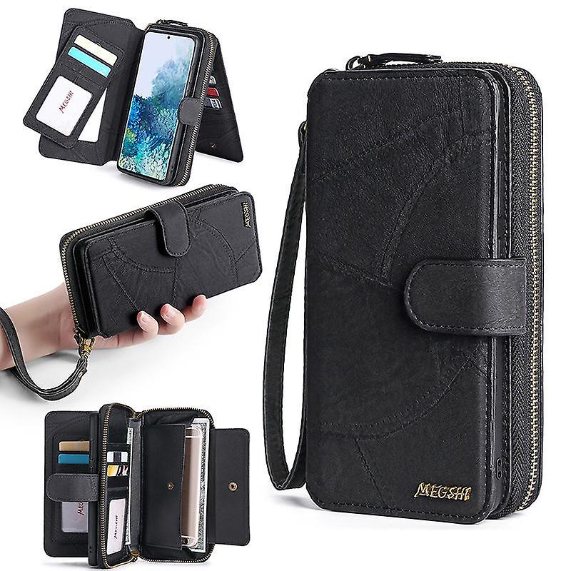 Retro PU Leather Phone Wallet with Card Pocket, Dustproof Design, Lanyard and Storage