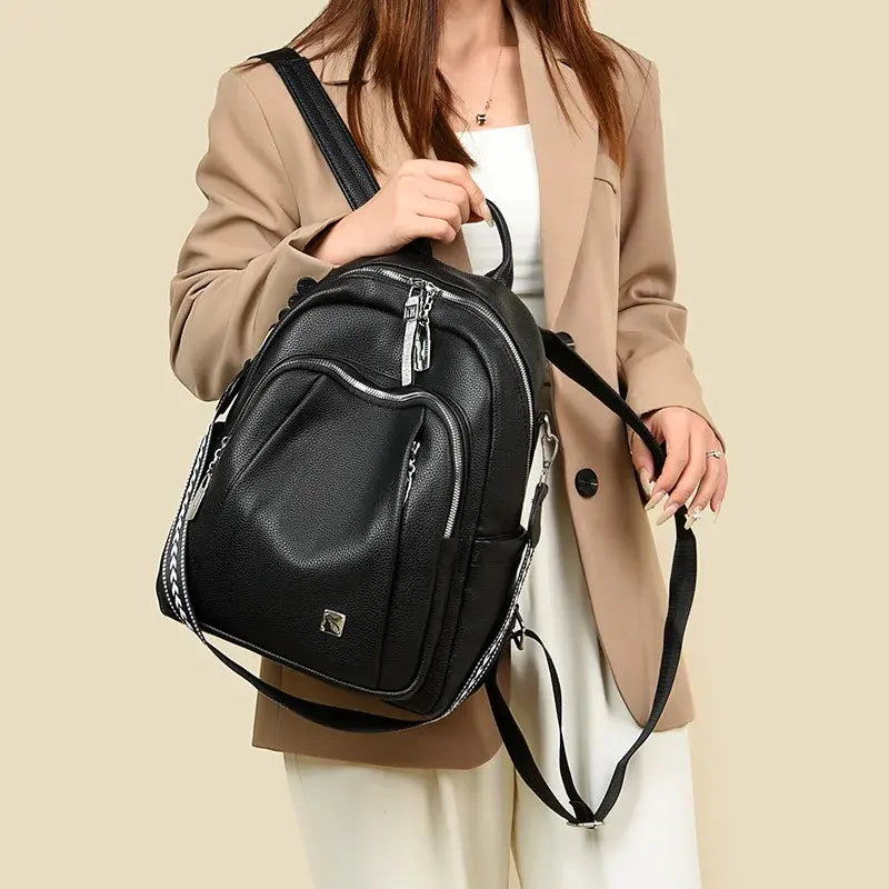 👜Versatile and fashionable soft leather backpack for women✨Large casual capacity✨