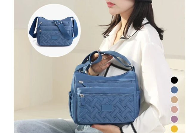 New multi-compartment shoulder bag for women creative rhombus embroidery crossbody bag large capacity waterproof