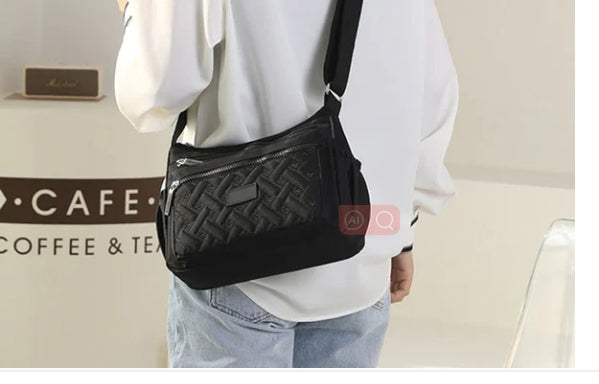 New multi-compartment shoulder bag for women creative rhombus embroidery crossbody bag large capacity waterproof