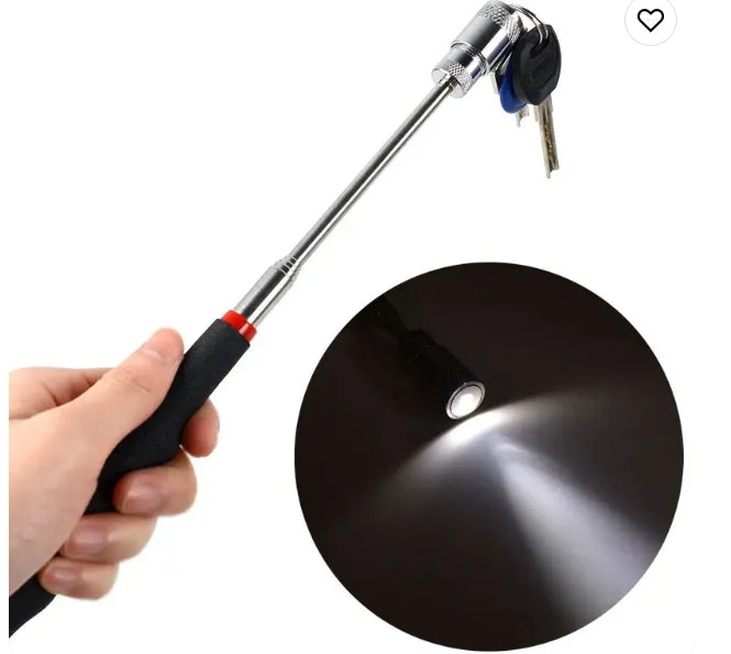 81cm Flexible Directional Telescopic Magnetic Telescopic Pickup Tool with LED Light Stainless Steel