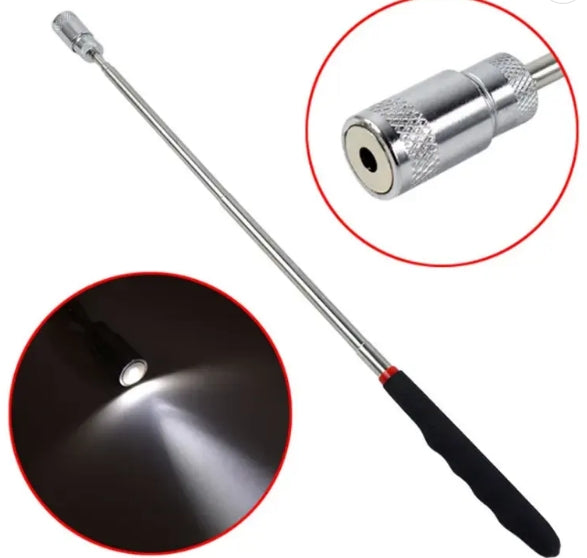 81cm Flexible Directional Telescopic Magnetic Telescopic Pickup Tool with LED Light Stainless Steel