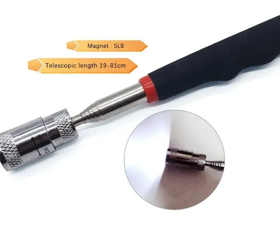 81cm Flexible Directional Telescopic Magnetic Telescopic Pickup Tool with LED Light Stainless Steel