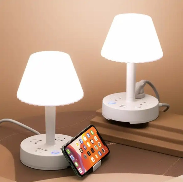 Multifunctional socket table lamp USB plug small table lamp with mobile phone holder 3-light table lamp dimmable dimmer can be wall-mounted