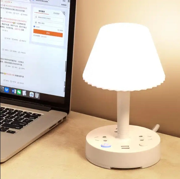 Multifunctional socket table lamp USB plug small table lamp with mobile phone holder 3-light table lamp dimmable dimmer can be wall-mounted