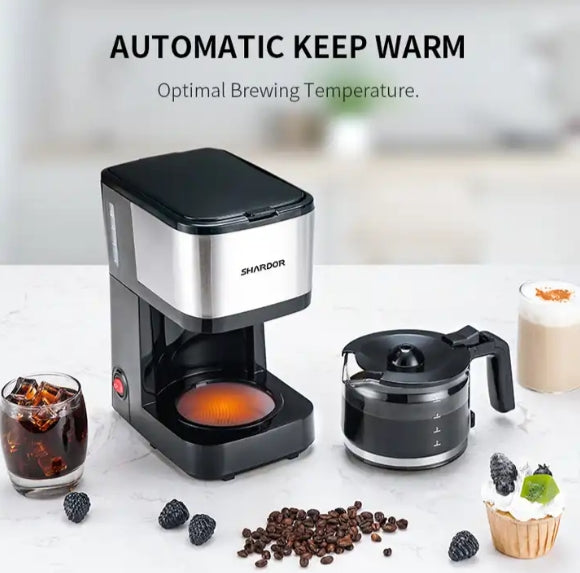 Large capacity Microcomputer controlled LCD display detachable coffee bean container household coffee tea making machine fully automatic k-cup high strength glass pot stainless steel drip coffee tea making machine