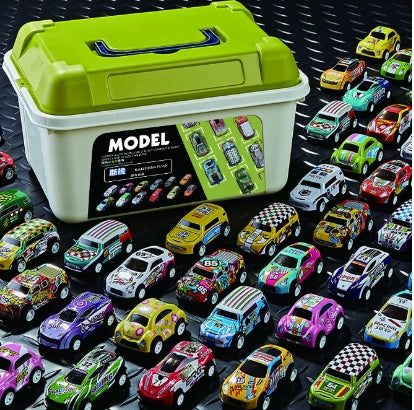 Model car toys 40 pieces with storage bucket children's pull-back car set new children's toys various styles precision alloy plastic small pull-back car toys die-cast toy car