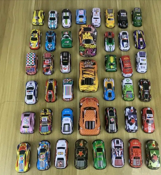 Model car toys 40 pieces with storage bucket children's pull-back car set new children's toys various styles precision alloy plastic small pull-back car toys die-cast toy car