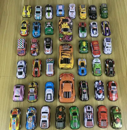 Model car toys 40 pieces with storage bucket children's pull-back car set new children's toys various styles precision alloy plastic small pull-back car toys die-cast toy car