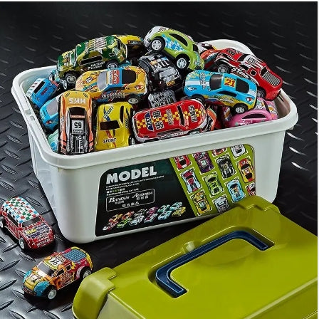 Model car toys 40 pieces with storage bucket children's pull-back car set new children's toys various styles precision alloy plastic small pull-back car toys die-cast toy car