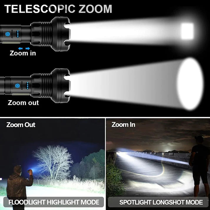 🔥 LED Rechargeable Tactical Laser Flashlight 10000 High Lumens🔥