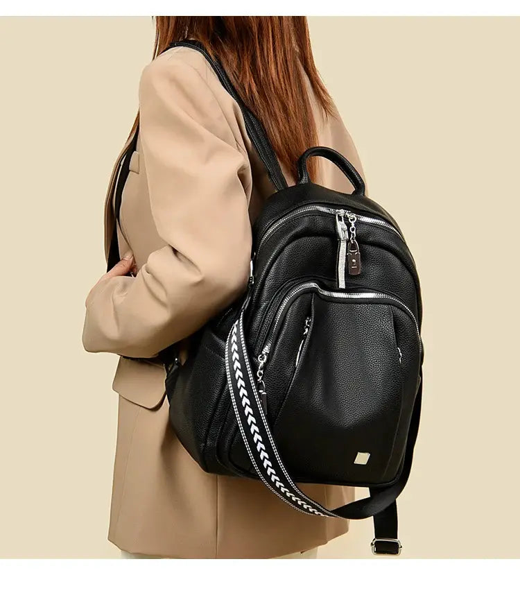 👜Versatile and fashionable soft leather backpack for women✨Large casual capacity✨