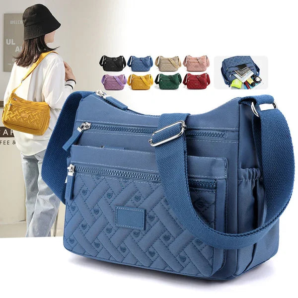 New multi-compartment shoulder bag for women creative rhombus embroidery crossbody bag large capacity waterproof