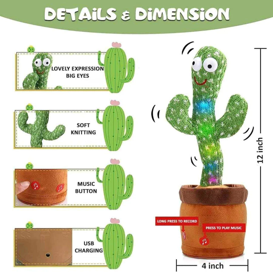 Hot Selling Plush Toy Singing Gift for Kids Funny Dancing Cactus Plush Toy Kids Cactus, Talking Cactus Toy