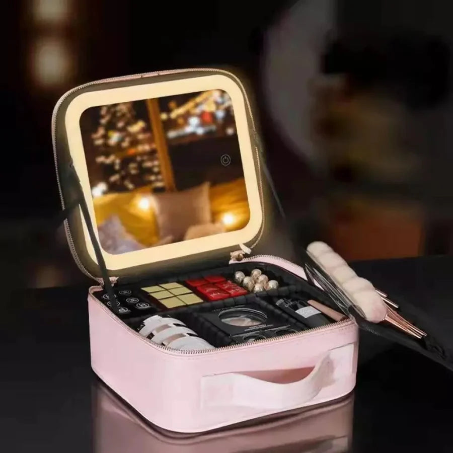 Makeup bag with LED Mirror