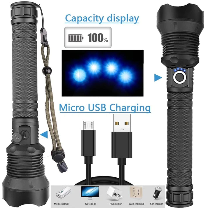 🔥 LED Rechargeable Tactical Laser Flashlight 10000 High Lumens🔥