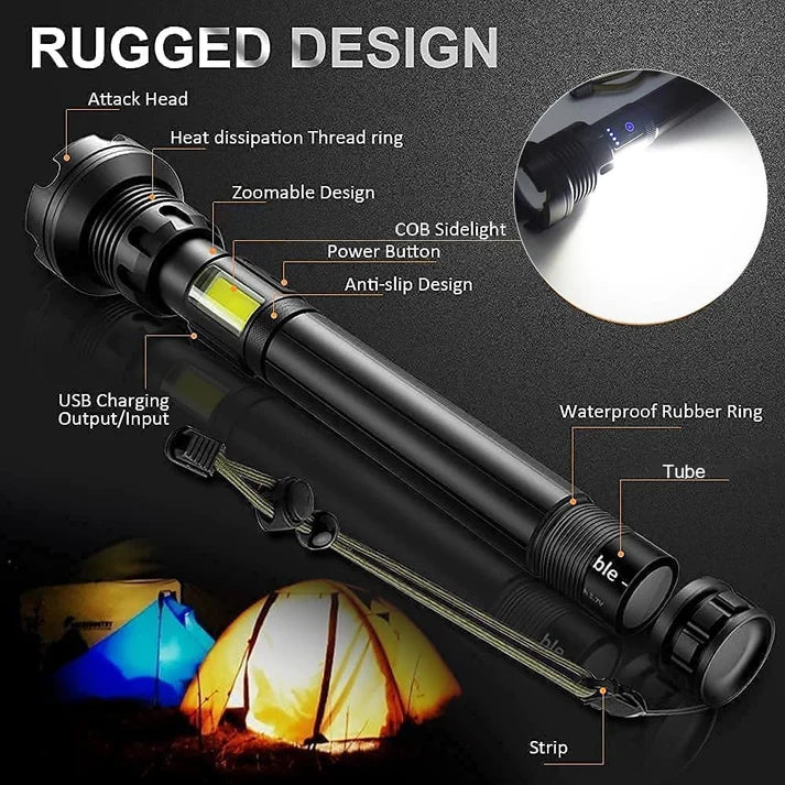 🔥 LED Rechargeable Tactical Laser Flashlight 10000 High Lumens🔥