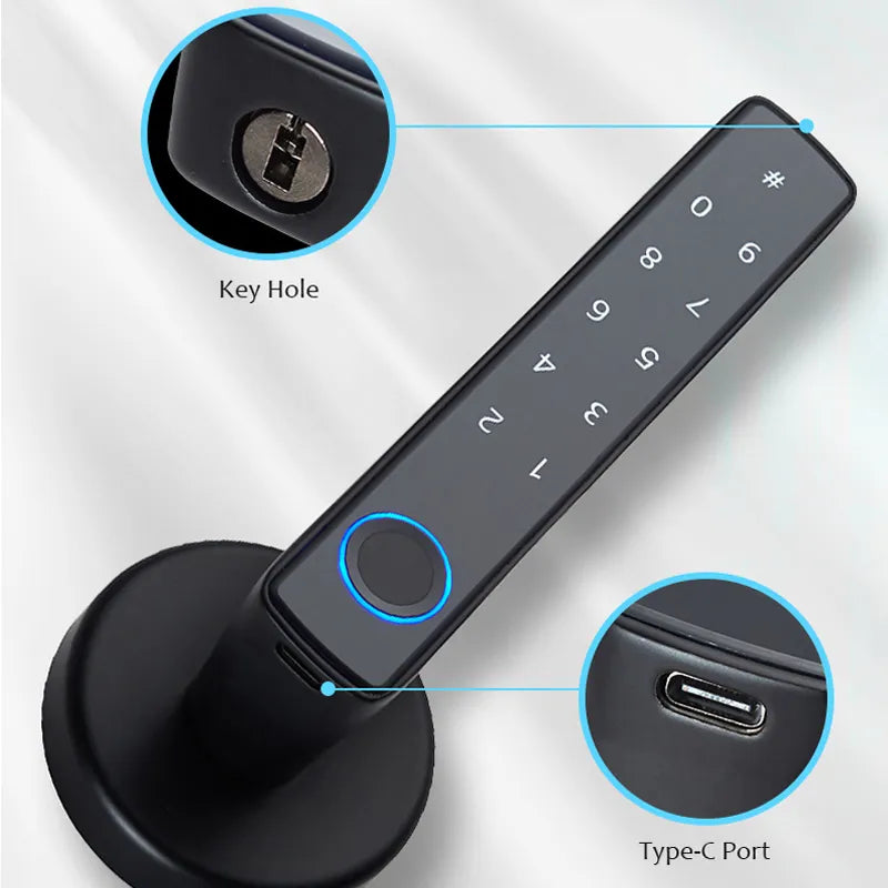 High-tech fingerprint identification keyless code swipe card smart door locks