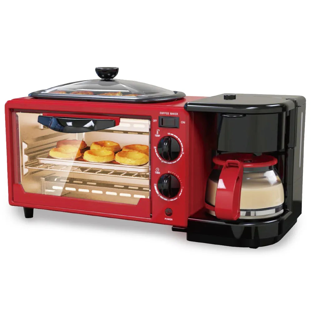 3-in-1 Multifunctional Home High Heat Mini Electric Oven with Coffee Maker