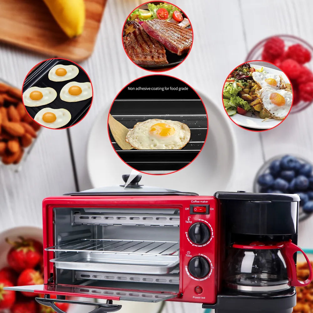 3-in-1 Multifunctional Home High Heat Mini Electric Oven with Coffee Maker