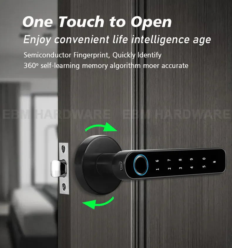 High-tech fingerprint identification keyless code swipe card smart door locks