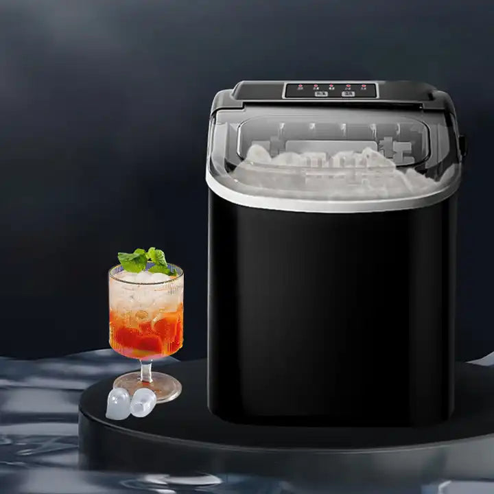 Mini Portable Ice Maker Self-produced Household Ice Maker Stainless Steel Household Smart Mini Fully Automatic Round Ice Maker Household Ice Maker Self-Cleaning Function