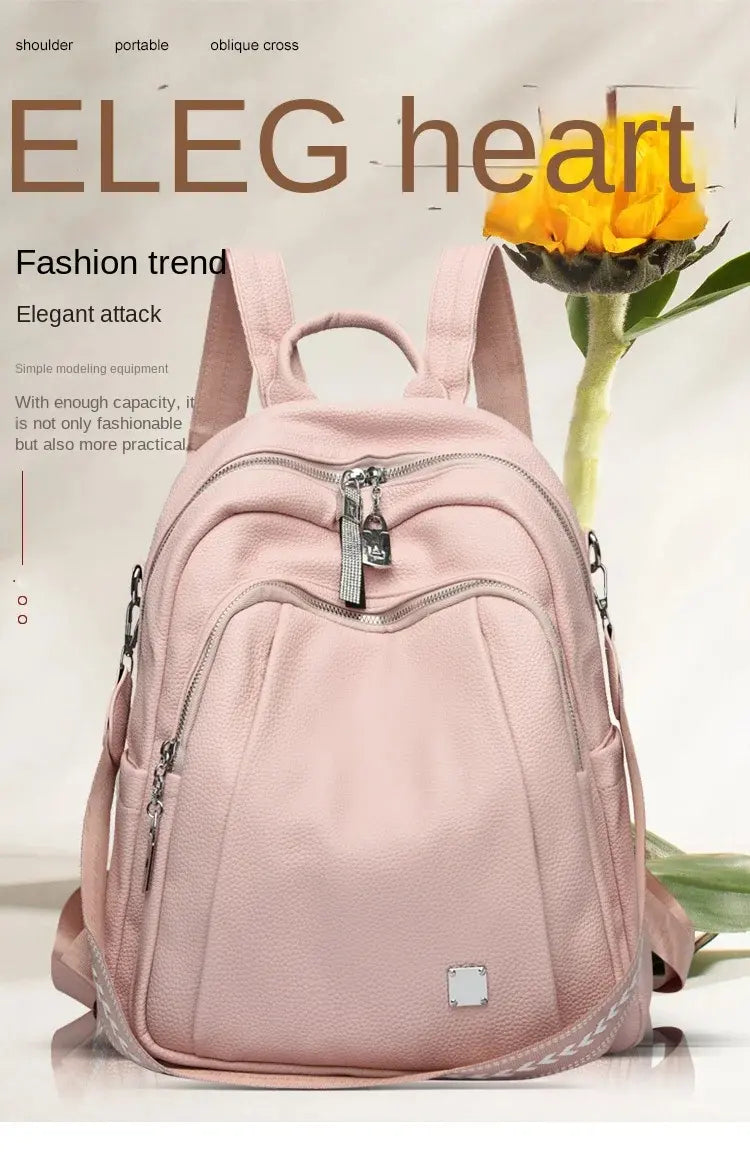 👜Versatile and fashionable soft leather backpack for women✨Large casual capacity✨