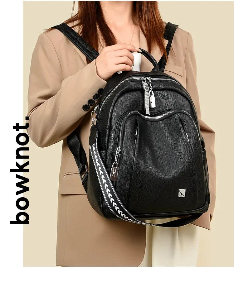 👜Versatile and fashionable soft leather backpack for women✨Large casual capacity✨