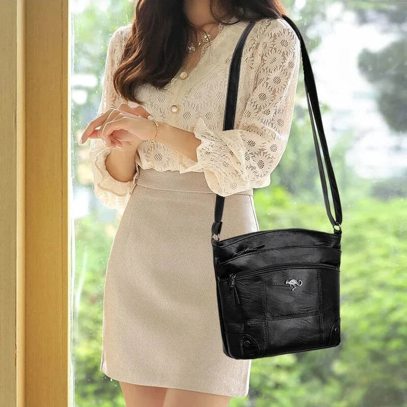 💖Soft Leather Messenger Multi Pocket Large Capacity Shoulder Bag