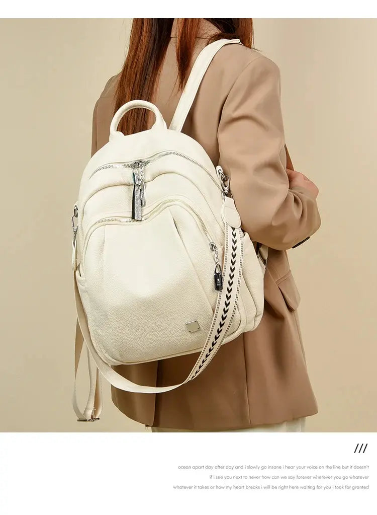 👜Versatile and fashionable soft leather backpack for women✨Large casual capacity✨