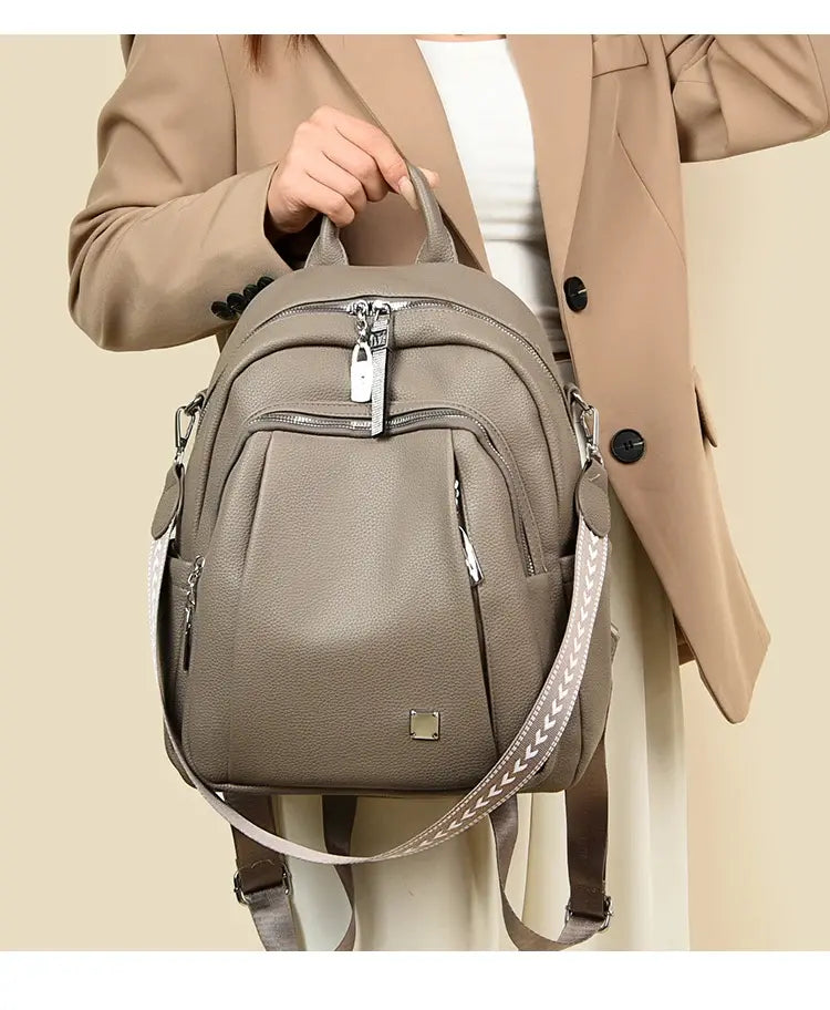 👜Versatile and fashionable soft leather backpack for women✨Large casual capacity✨