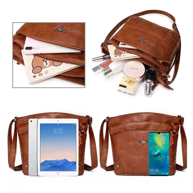 💖Soft Leather Messenger Multi Pocket Large Capacity Shoulder Bag